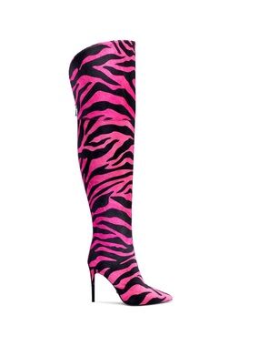 Zebra Pink & Black IAMJENNIFERLE thigh high boots otk 37 New